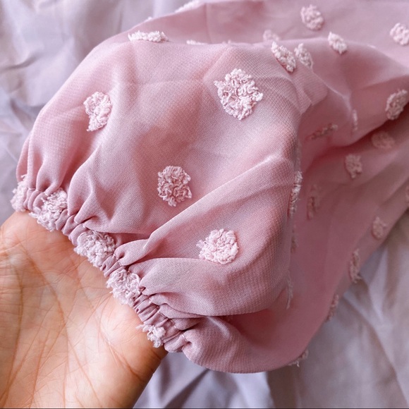 🎀 ELEGANT MUAVE SHEER POLKA DOT SLEEVE LOOSE FIT BLOUSE! - Picture 8 of 8